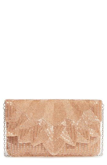 La Regale Beaded Petal Flap Clutch - Metallic