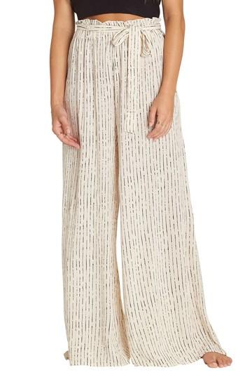 Women's Billabong Happy Dance Stripe Wide Leg Pants - Beige