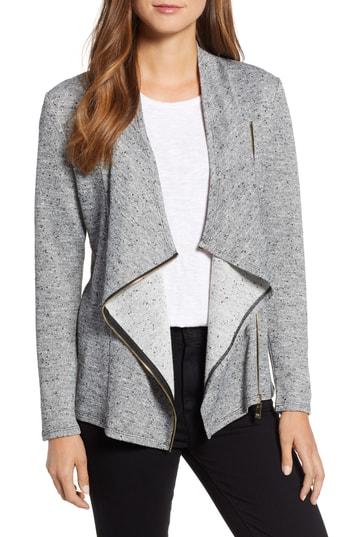 Women's Chaus Asymmetrical Zip Front French Terry Jacket - Black