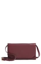 Women's Nordstrom Leather Wallet On A Strap - Burgundy