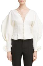 Women's Jacquemus Oversized Sleeve Pintuck Blouse Us / 40 Fr - Ivory