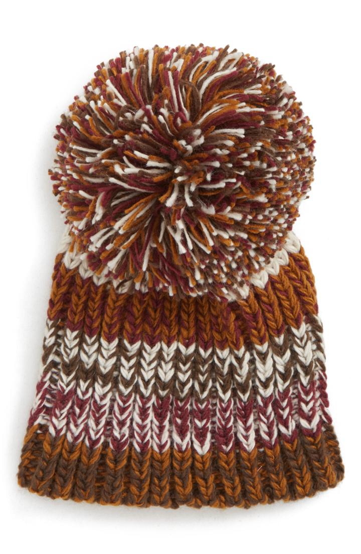 Women's Bp. Marled Rib Pom Beanie - Yellow