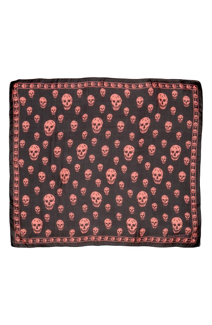 Women's Alexander Mcqueen Skull Silk Scarf, Size - Black