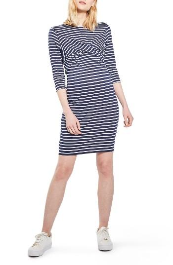 Women's Topshop Twist Front Stripe Maternity/nursing Dress Us (fits Like 0-2) - Blue