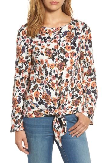 Women's Caslon Knot Front Print Top - Ivory