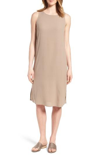 Women's Eileen Fisher Silk Shift Dress, Size - Beige