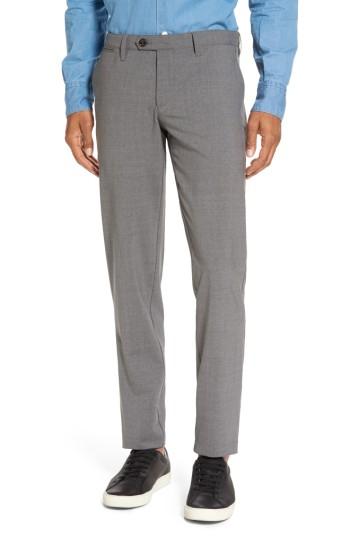 Men's Eleventy Flat Front Wool Trousers - Grey