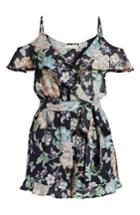 Women's Moon River Floral Cold Shoulder Romper