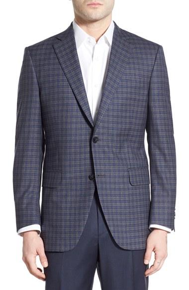 Men's Peter Millar Classic Fit Plaid Wool Sport Coat L - Grey