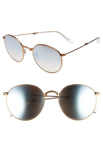 Women's Ray-ban Icons 53mm Folding Round Sunglasses - Grey Mirror