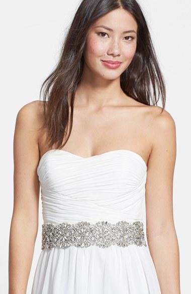 Women's Nina 'ginger - Dramatic' Crystal Belt, Size - Ivory Satin