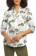 Women's Foxcroft Mary Water Lily Combo Print Shirt - Green