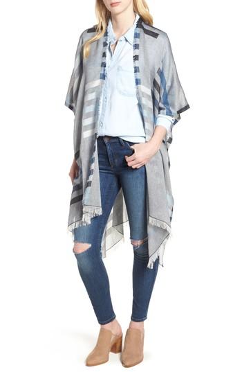 Women's Echo Bay Stripe Yarn Dyed Ruana, Size - Blue