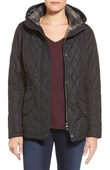 Women's Barbour 'millfire' Hooded Quilted Jacket, Size 10 Us /