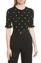 Women's Red Valentino Flower Intarsia Knit Top - Black