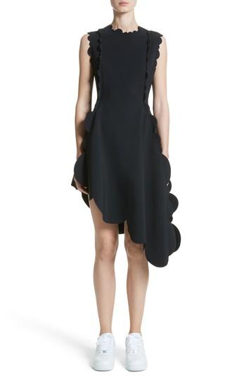 Women's Paskal Scallop Asymmetrical Fit & Flare Dress - Black