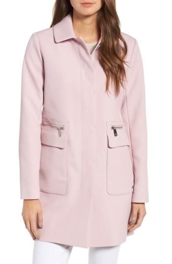Women's Kenneth Cole New York Zip Pocket A-line Coat - Pink