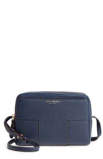 Tory Burch Block-t Double Zip Leather Crossbody Bag - Blue