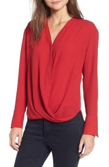Women's Chelsea28 Drape Front Top, Size - Red