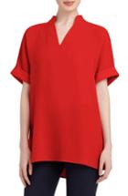 Women's Lafayette 148 New York 'josie' Silk Blouse, Size - Red