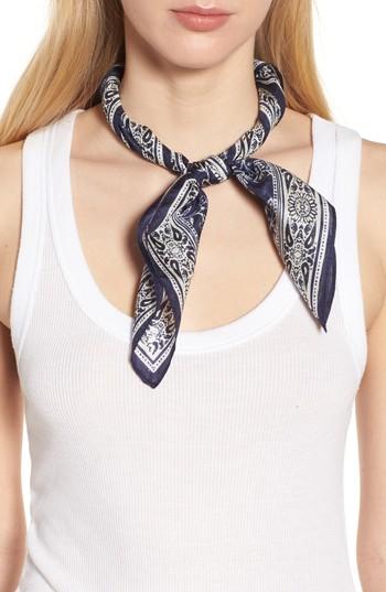 Women's Treasure & Bond Print Silk Neckerchief, Size - Blue