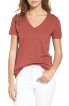 Women's Madewell 'whisper' Cotton V-neck Pocket Tee, Size - Yellow