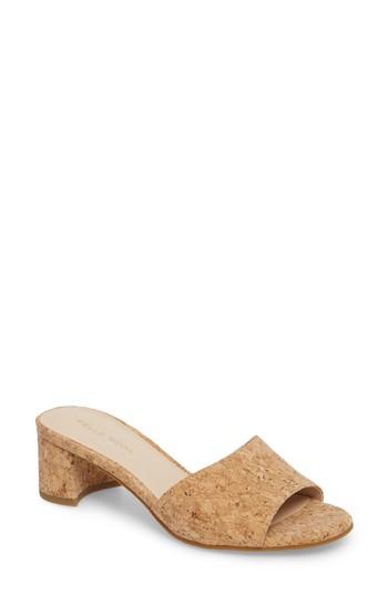 Women's Pelle Moda Rea Block Heel Slide M - Beige