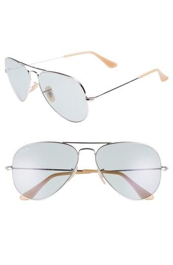Men's Ray-ban Evolve 58mm Polarized Aviator Sunglasses - Silver/ Blue