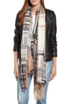 Women's Nordstrom Eyelash Trim Print Cashmere & Silk Wrap, Size - Black