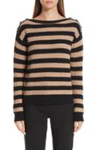 Women's Max Mara Salpa Stripe Wool & Cashmere Pullover - Brown