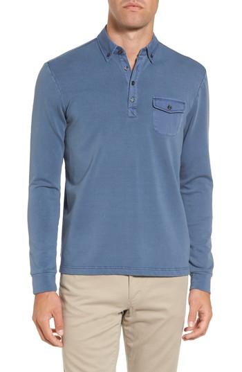 Men's Michael Bastian French Terry Rugby Shirt, Size - Blue