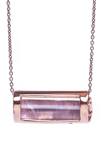 Women's Conges Love & Positivity Rose Quartz Barrel Pendant Necklace