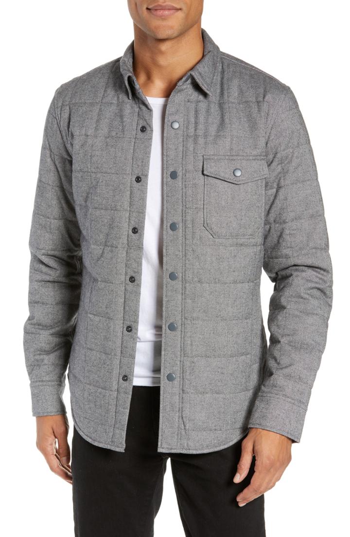 Men's Bonobos Quilted Herringbone Shirt Jacket - Grey