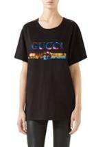 Women's Gucci Rainbow Sequin Logo Tee - Black
