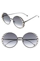 Women's Fendi 58mm Embellished Round Sunglasses - Dark Ruthenium