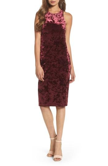 Women's Morgan & Co. Cutout Back Velvet Sheath Dress /4 - Burgundy