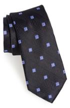 Men's Nordstrom Men's Shop Blake Squares Geometric Silk Tie, Size - Black