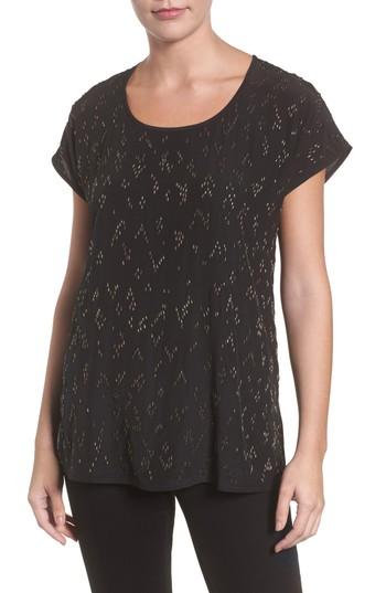 Women's Eileen Fisher Beaded Silk Top, Size - Black