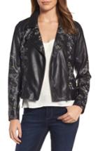 Women's Chelsea28 Print Faux Leather Jacket, Size - Black