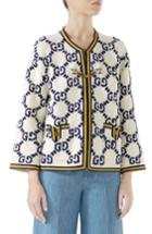 Women's Gucci Gg Textured Silk, Wool & Linen Tweed Jacket - Ivory