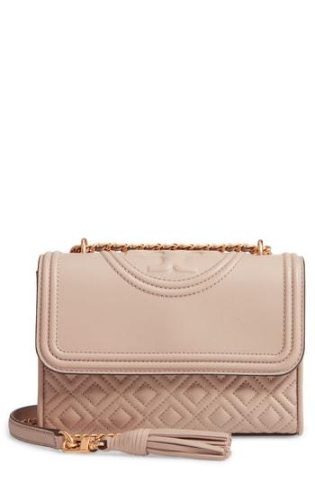 Tory Burch Small Fleming Leather Convertible Shoulder Bag - Grey