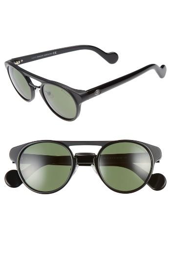 Women's Moncler 50mm Keyhole Sunglasses - Shiny Black/ Green