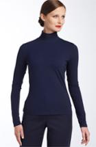 Women's St. John Collection 'nuda' Fine Jersey Turtleneck Shell - Blue