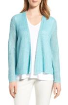 Women's Eileen Fisher Boxy Organic Linen Cardigan - Blue/green