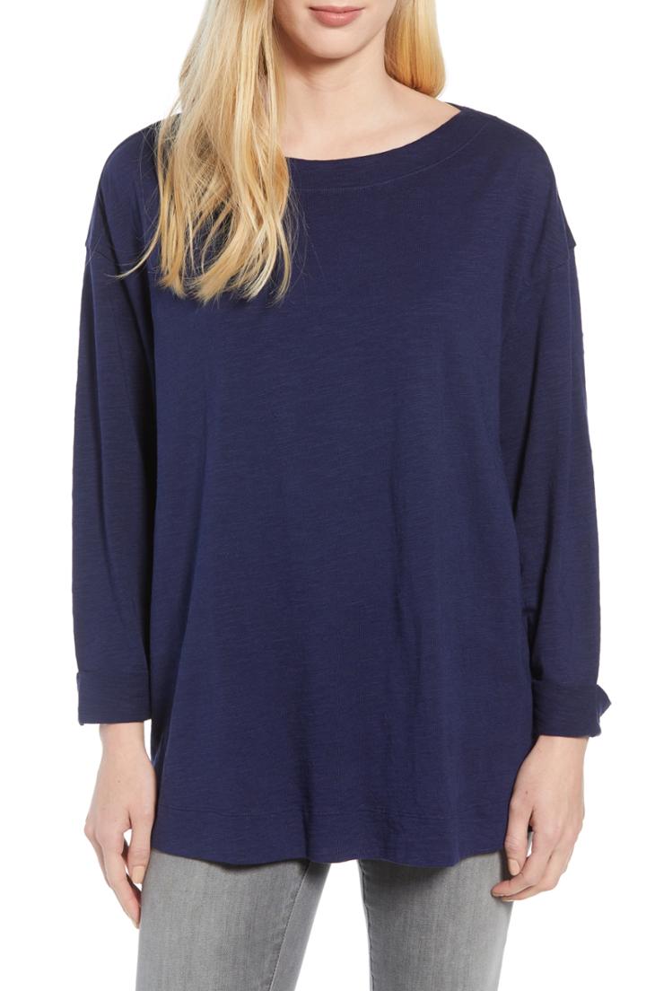 Women's Caslon Boatneck Tee, Size - Blue