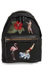 Stella Mccartney Falabella Vintage Tropical Embroidery Backpack - Black
