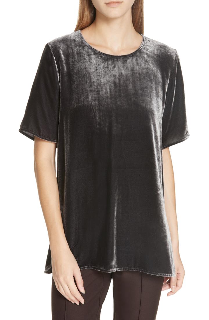 Women's Eileen Fisher Boxy Velvet Top - Grey