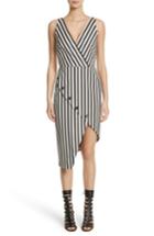 Women's Altuzarra Asymmetrical Button Hem Stripe Dress Us / 36 Fr - Black