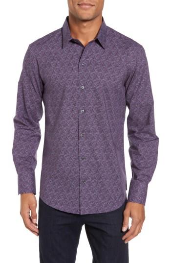 Men's Zachary Prell Cristobal Slim Fit Print Sport Shirt - Purple
