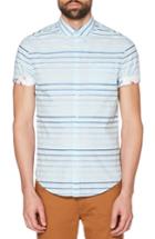 Men's Original Penguin Satin Stripe Woven Shirt - Blue